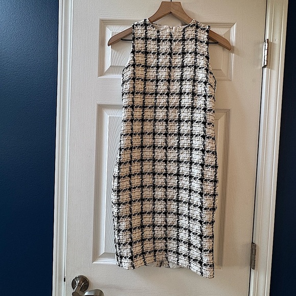 Just Me Tweed Dress plaid black white gold nwot - Picture 1 of 6
